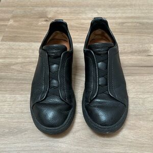 Tonal Black Zegna Triple Stitch sneaker. Size 5EU/6US